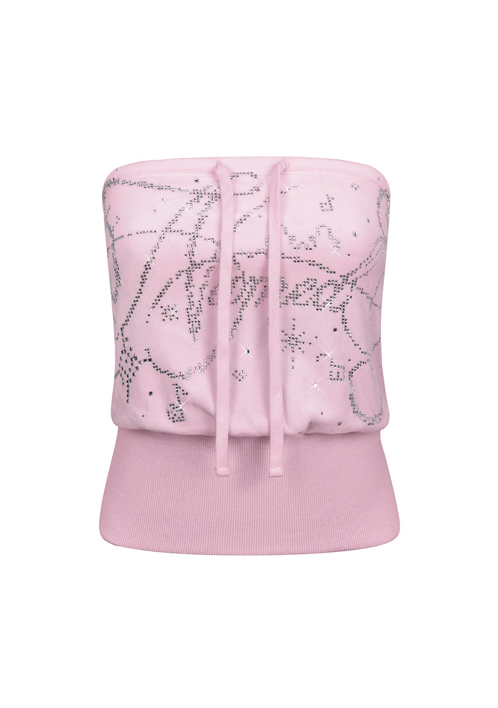 DREAMER RHINESTONE VELOUR TUBE TOP BABY PINK