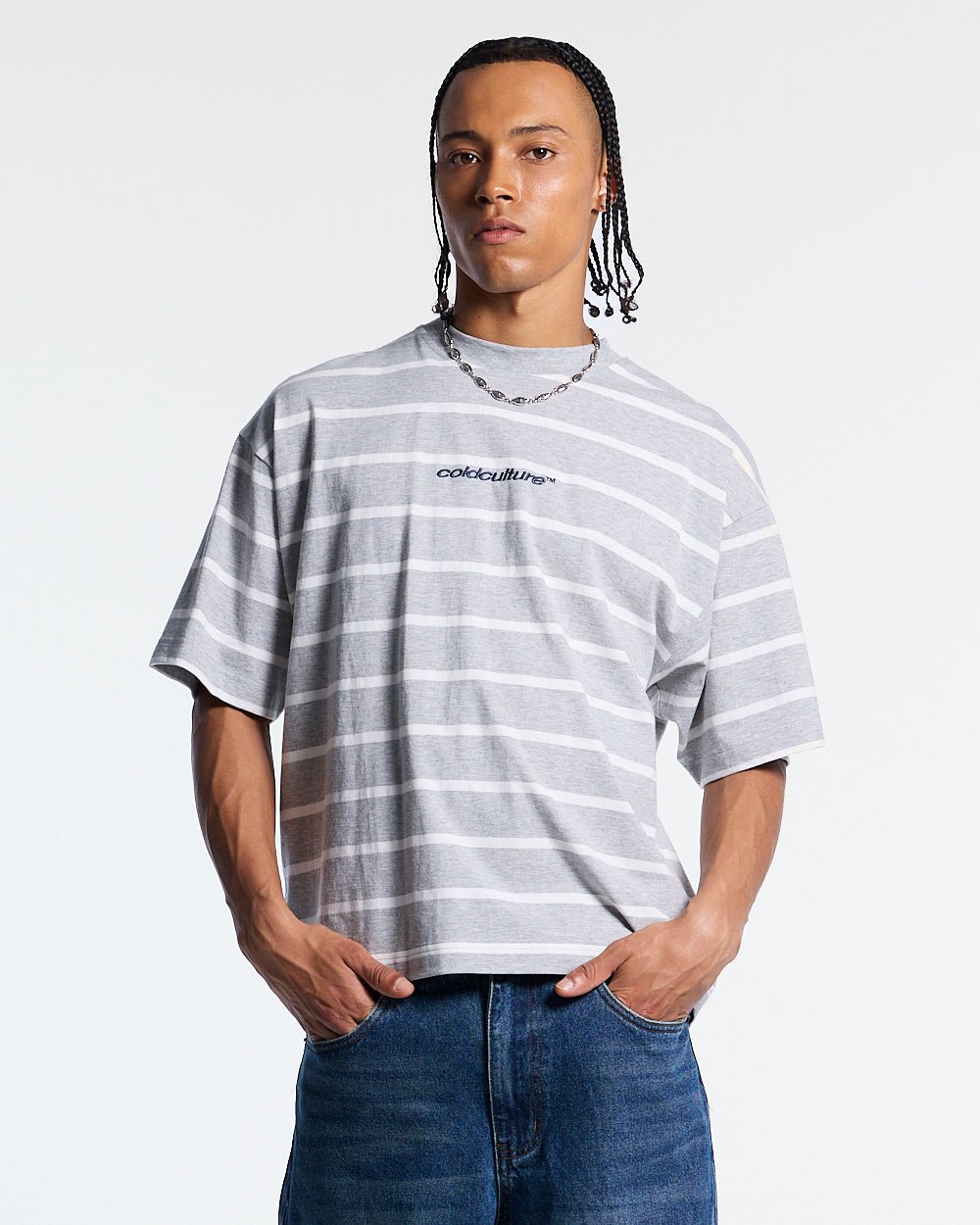 BAY STRIPE TEE GREY