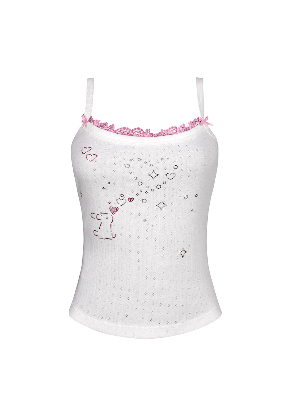 CHERISH POINTELLE CAMI TOP WHITE