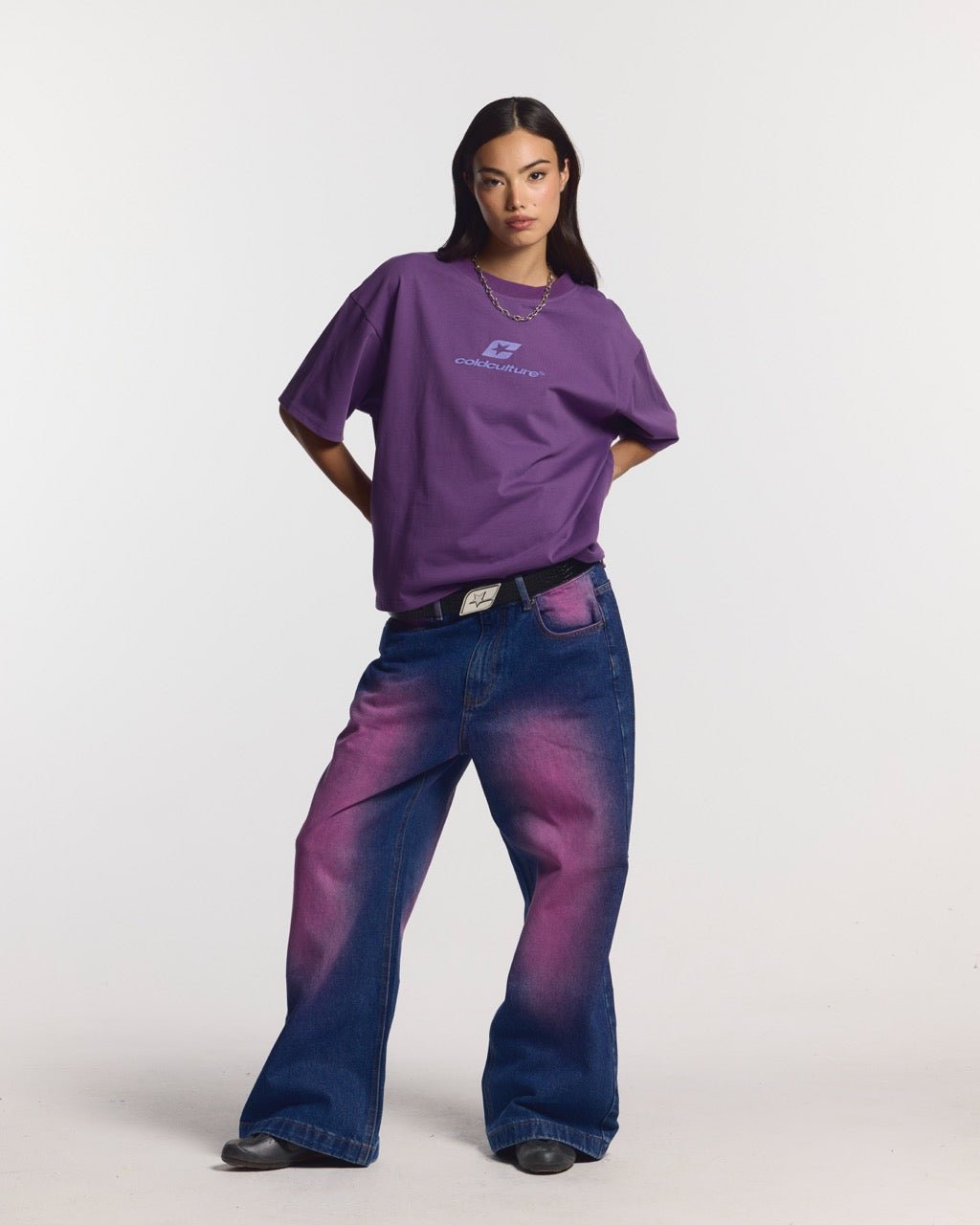 CURVED TEE BURGUNDY & PURPLE