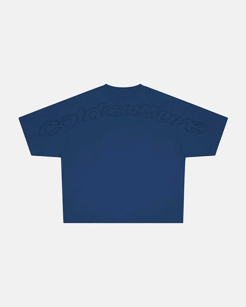 DISTRESS CURVED TEE NAVY