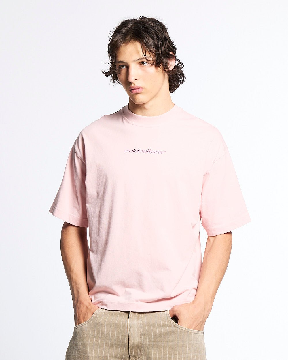 DISTRESS CURVED TEE PINK