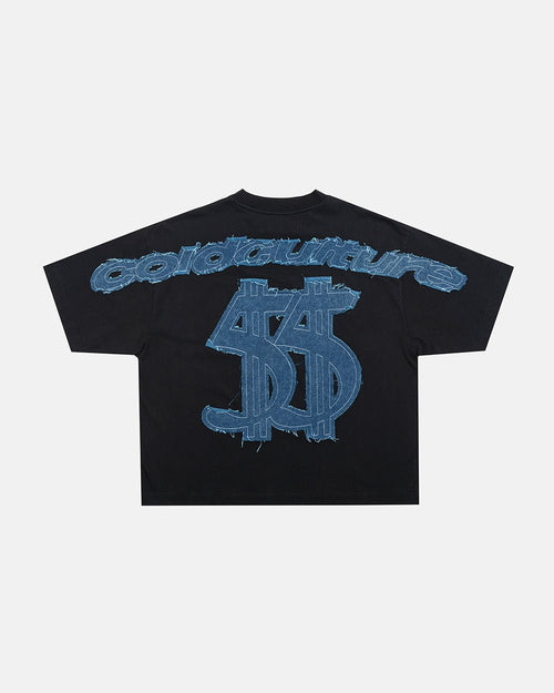 DISTRESSED DOLLAR TEE BLACK