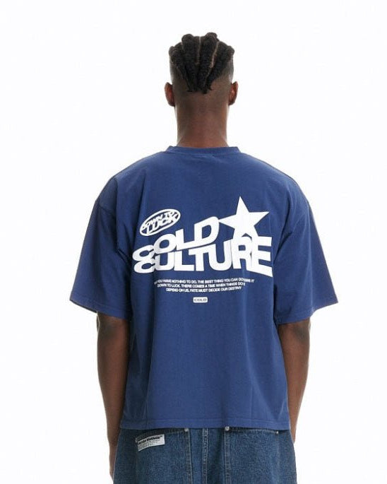 DOWN TO LUCK TEE BRIGHT BLUE