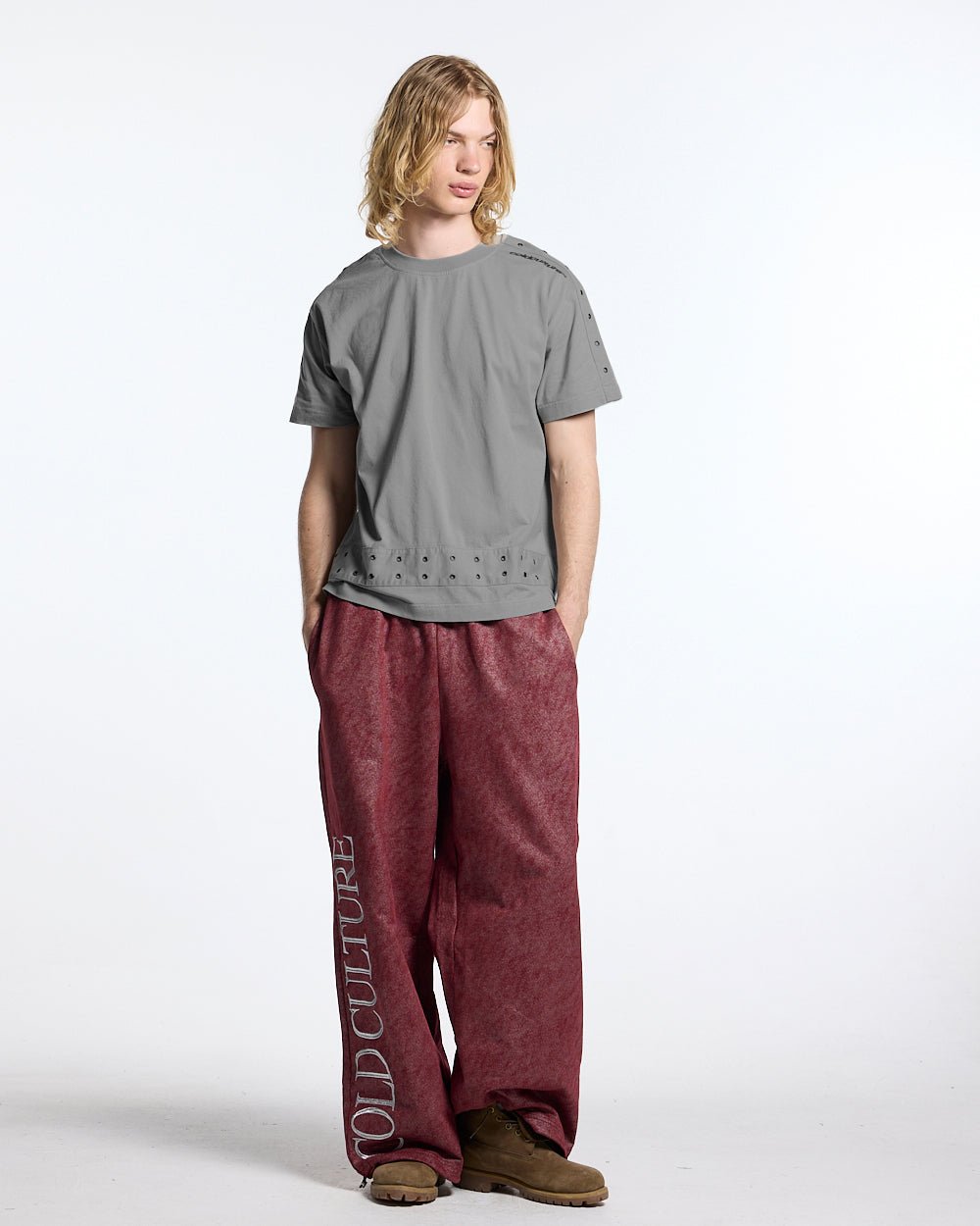 EYELET TEE LIGHT GREY