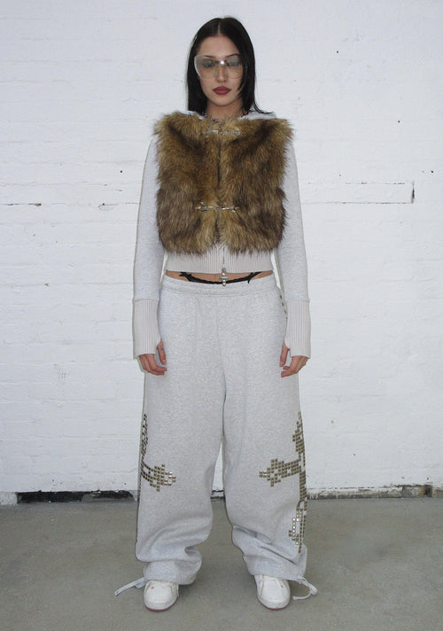 FAITHFUL STUDDED OVERSIZED SWEATPANTS GREY MARL