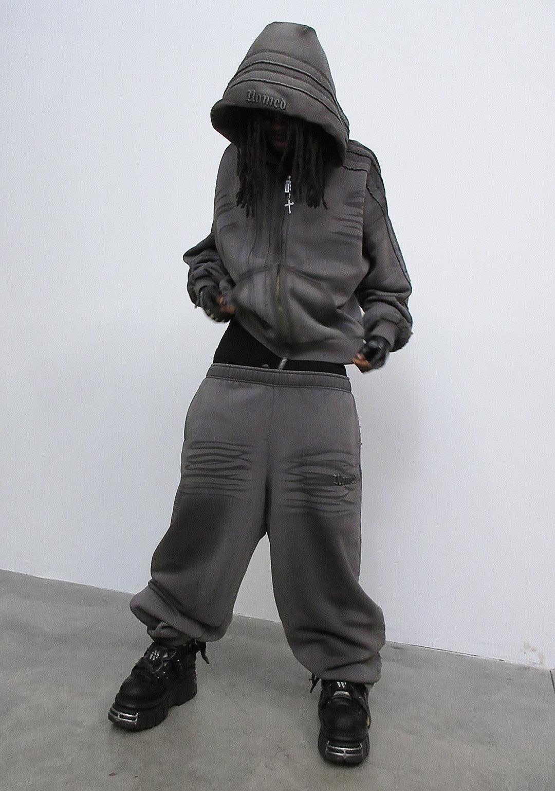 GRIME ZIP HOODIE WASHED SLATE