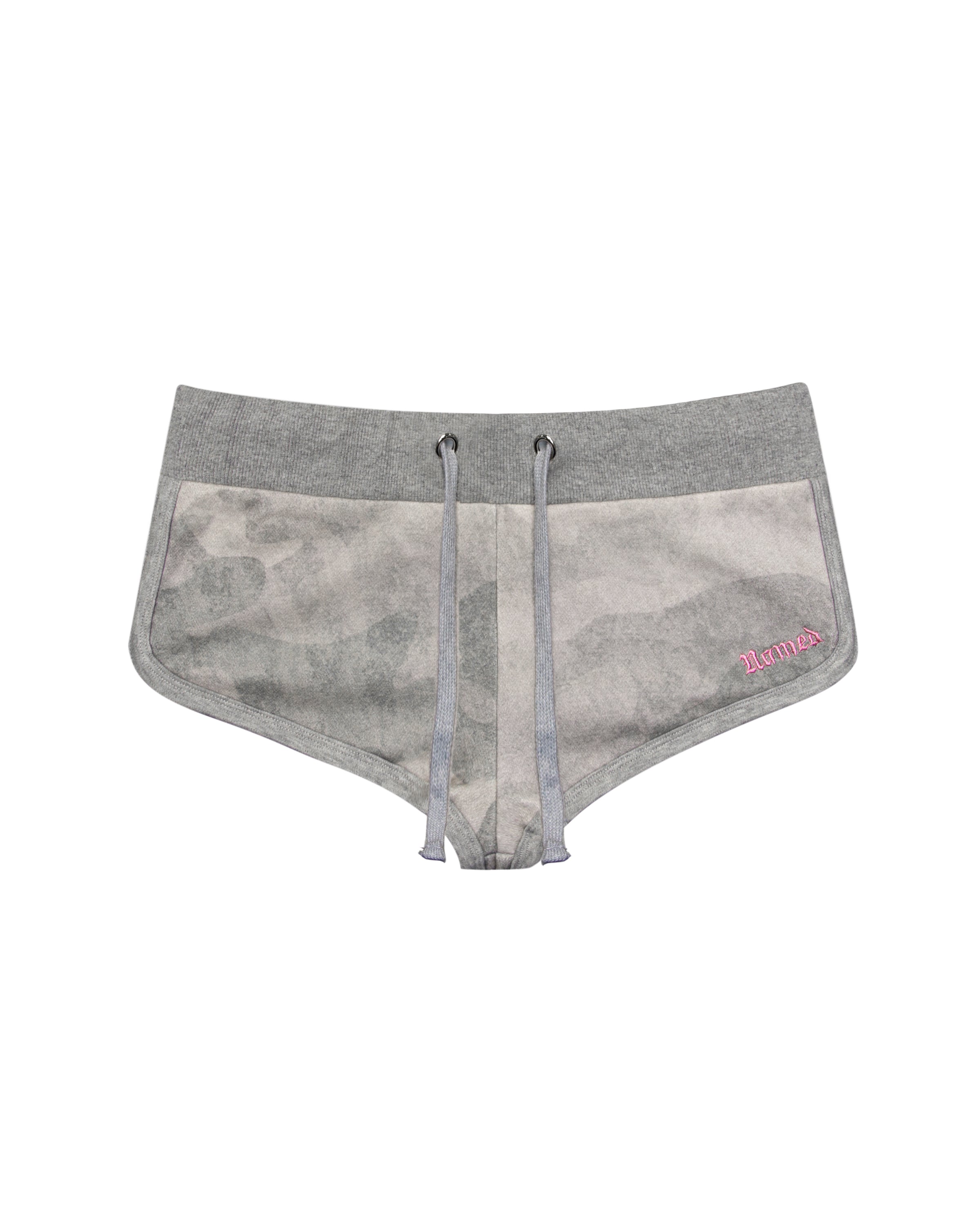 HELL'S FAVORITE RHINESTONE MICRO RACER SHORTS CAMO