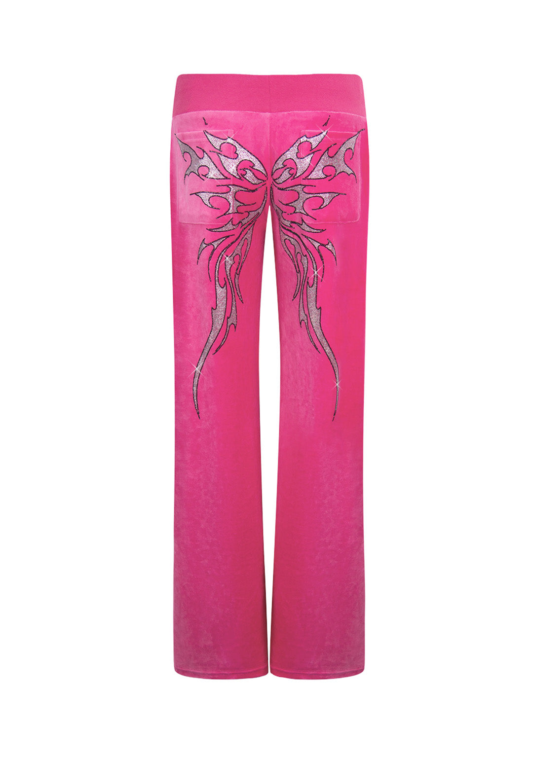 IDOL RHINESTONE VELOUR SWEATPANTS HOT PINK