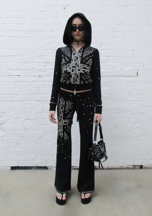 KNIGHT STUDDED FITTED PANTS BLACK