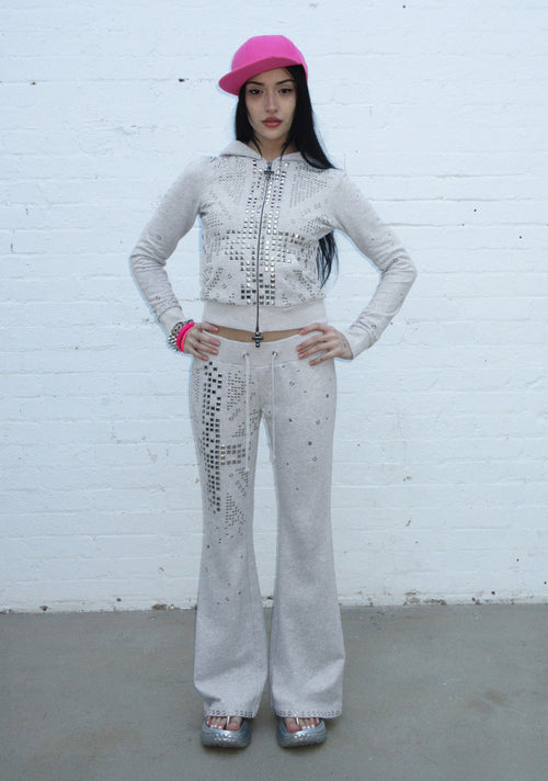 KNIGHT STUDDED FITTED PANTS GREY MARL
