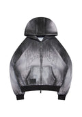 OFF GRID DENIM EFFECT ZIP HOODIE WASHED BLACK