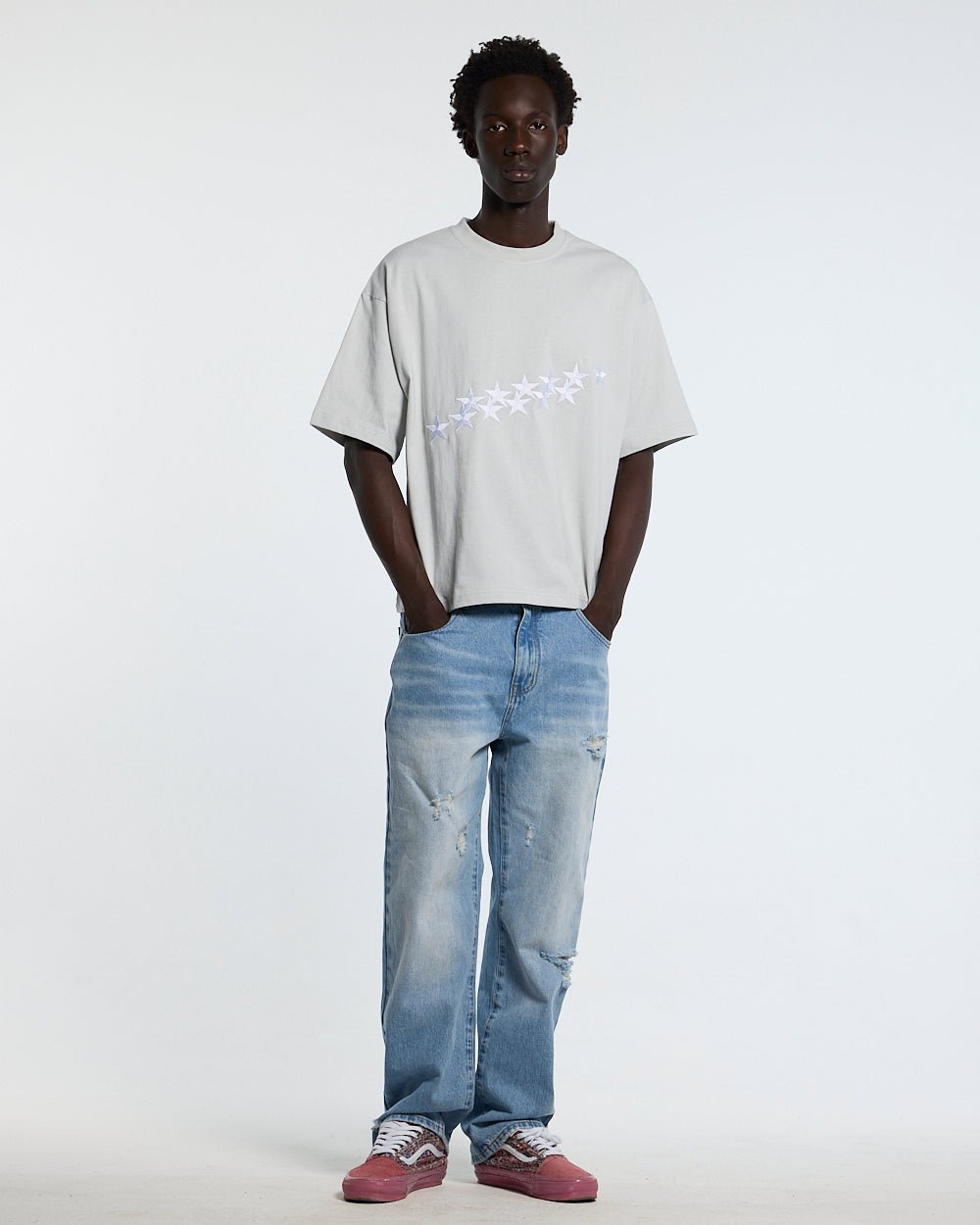 STARS TEE PALE GREY