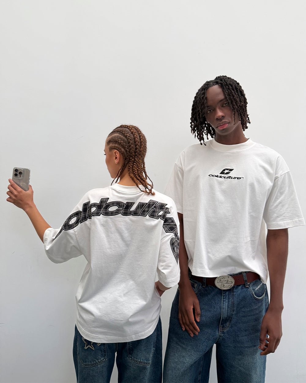 TARTAN CURVED TEE WHITE