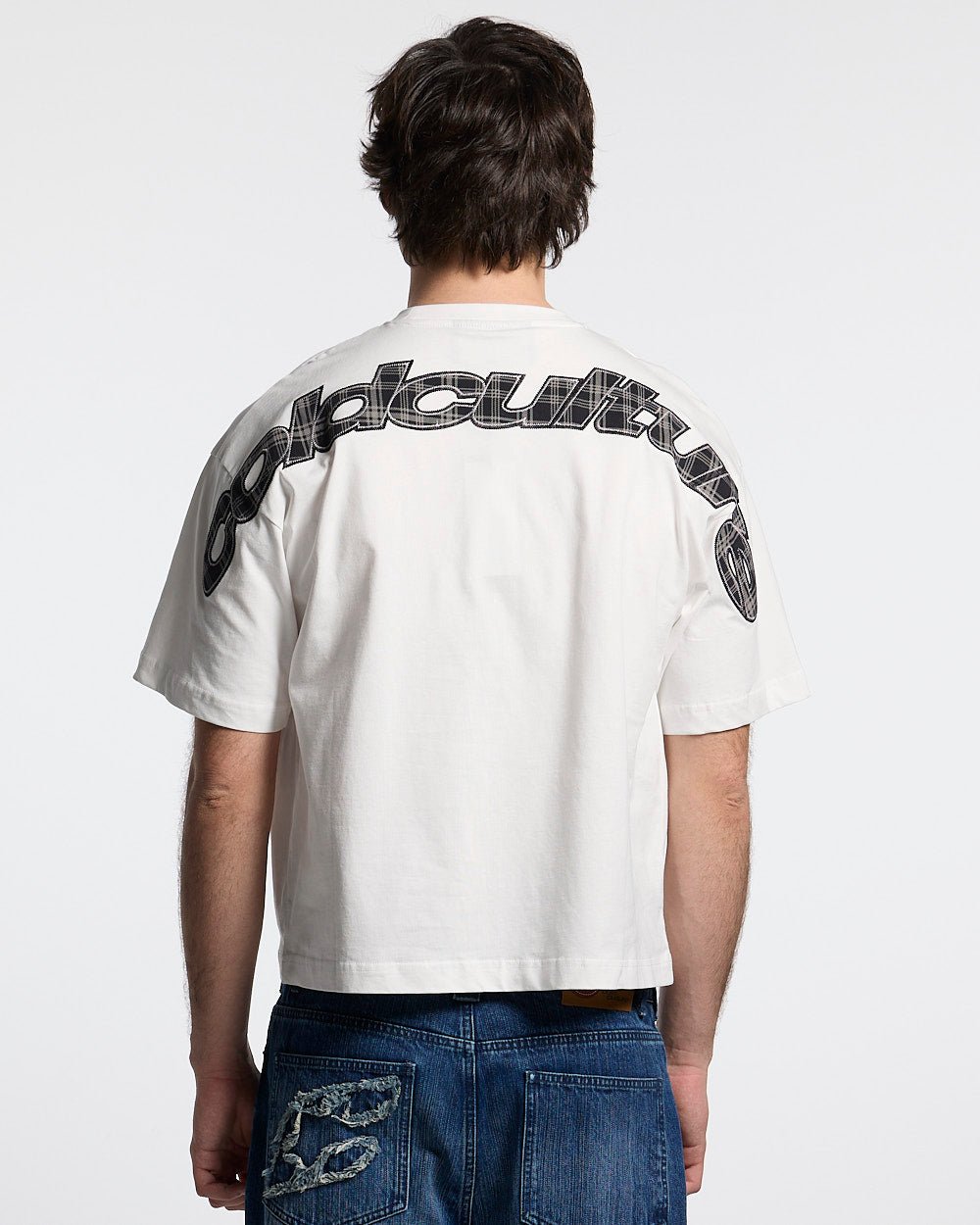 TARTAN CURVED TEE WHITE