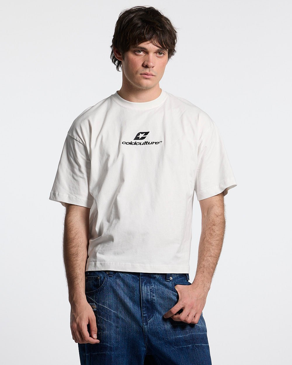 TARTAN CURVED TEE WHITE