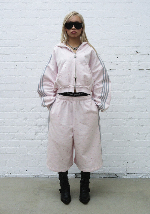 MALFUNCTION SPORTY OVERSIZED SWEATSHORTS BABY PINK