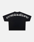 TARTAN DISTRESS CURVED TEE BLACK