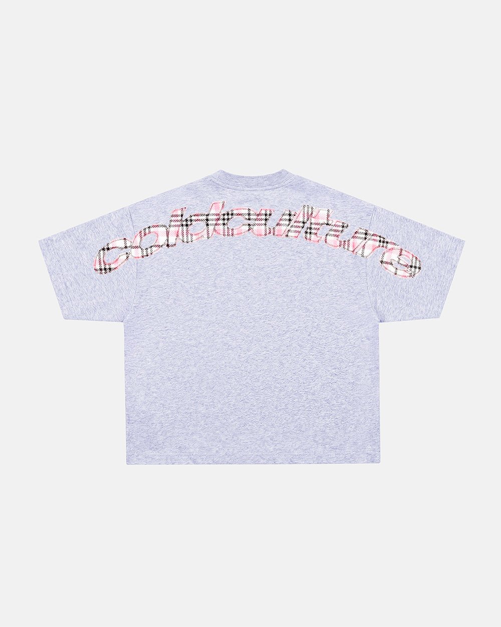 TARTAN DISTRESS CURVED TEE GREY