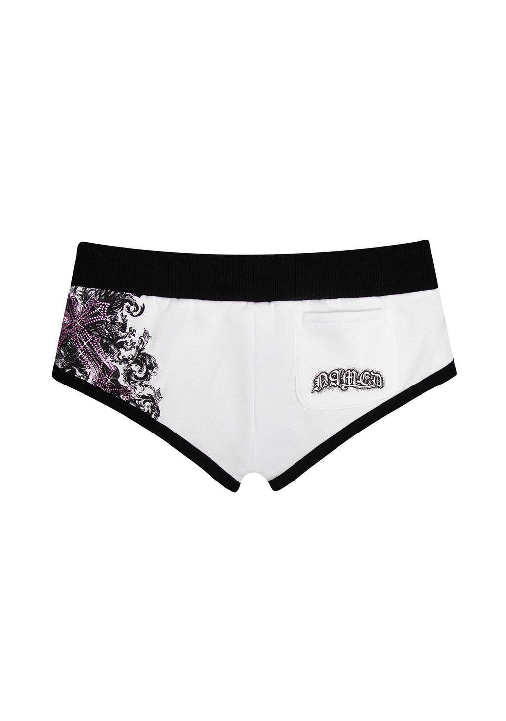 VICE RHINESTONE MICRO RACER SHORTS WHITE